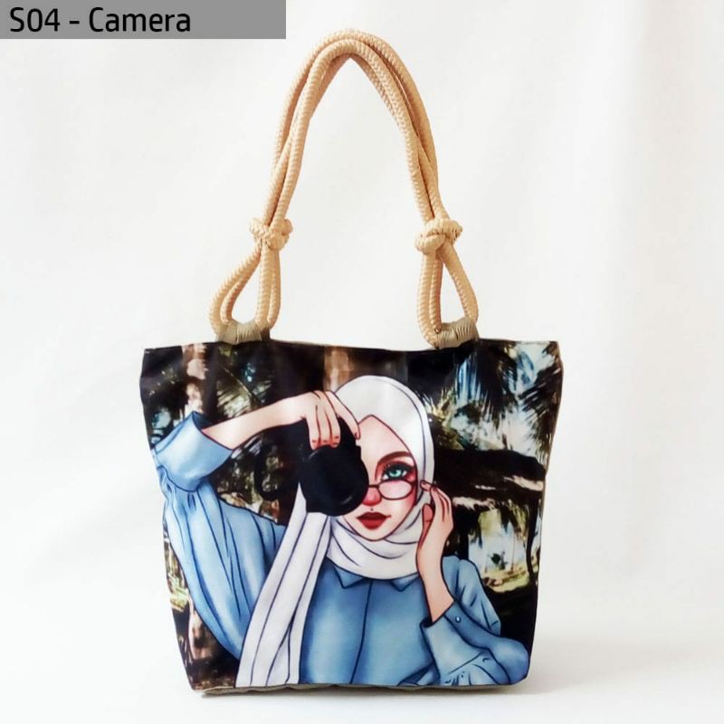 Totebag Canvas Hijab BNBSHOES/Tas Canvas Tali Tambang Halus anti cipratan air