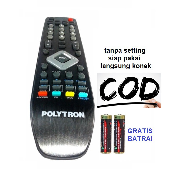 Remot Remote TV Lcd  POLYTRON Gratis Baterai Tanpa Setting Langsung Pakai Politron_MGM27