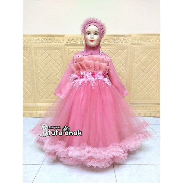 GAUN PESTA ANAK MUSLIM REAL PICTURE / BAIU TUTU PESTA ANAK/ GAUN TUTU ANAK / BAJU FASHION SHOW/ DRES