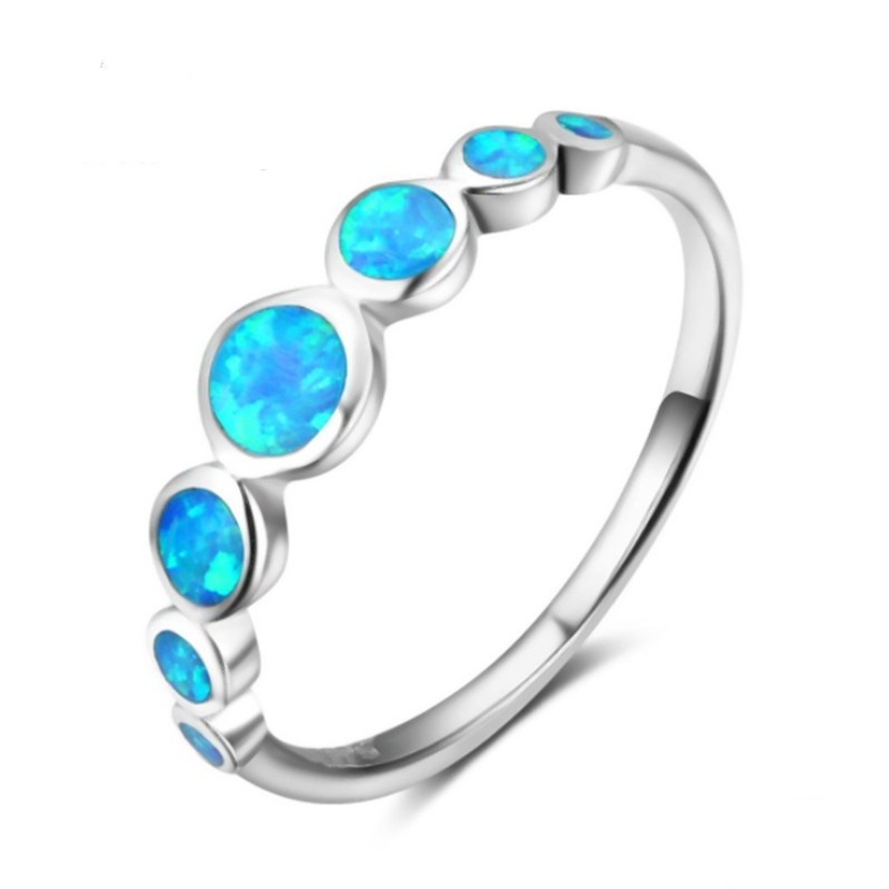 Cincin Batu Opal Bulat Warna Biru Untuk Wanita