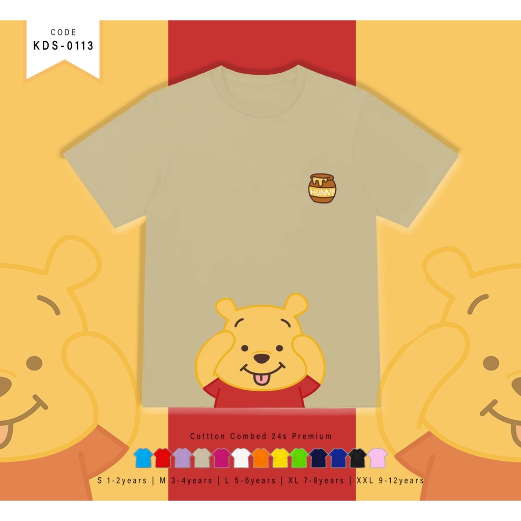 T-SHIRT KIDS / KAOS ANAK-ANAK BERGAMBAR POOH / CUSTOM TEE / MURAH