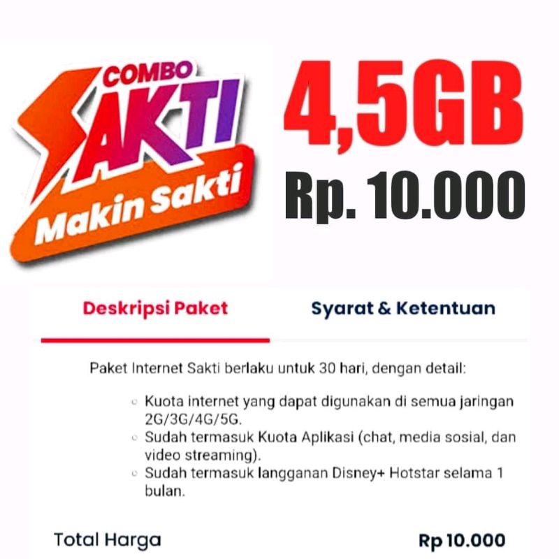 Kartu Perdana Paket Data Combo Sakti 4GB 10ribu 10gb 25ribu Termurah grosir dan ecer