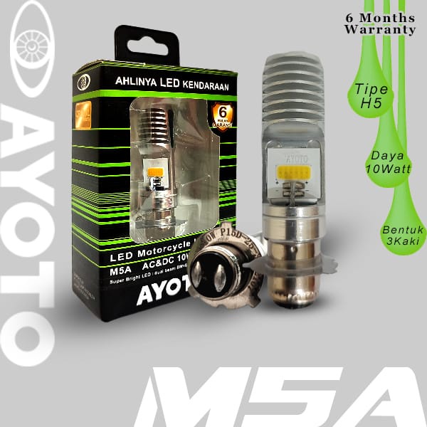 Lampu Depan LED Motor AYOTO M5A AC/DC 10 Watt Piringan Kaki 3