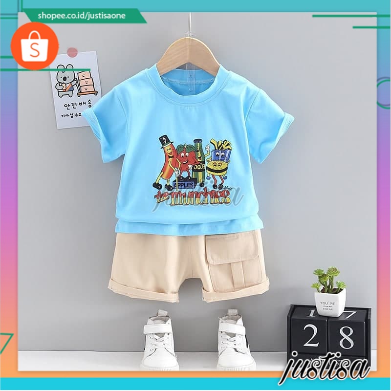 Promo !! Setelan anak cowok import / Setelan kaos anak / Setelan apples the ukuran 1-4 tahun