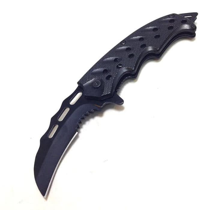 Super Sale! PISAU LIPAT KERAMBIT ZH001 P896 BLACK FOLDING KNIFE SURVIVAL