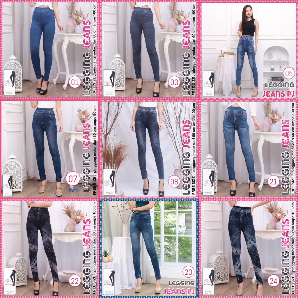 Koleksi legging Jeans Wanita [ motif 1 - 29] / Leging JEANS import / Celana Legging Jeans