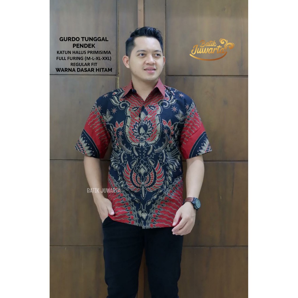 GURDO TUNGGAL PENDEK Kemeja Batik Pria Full Furing Bahan Katun Halus Primisima