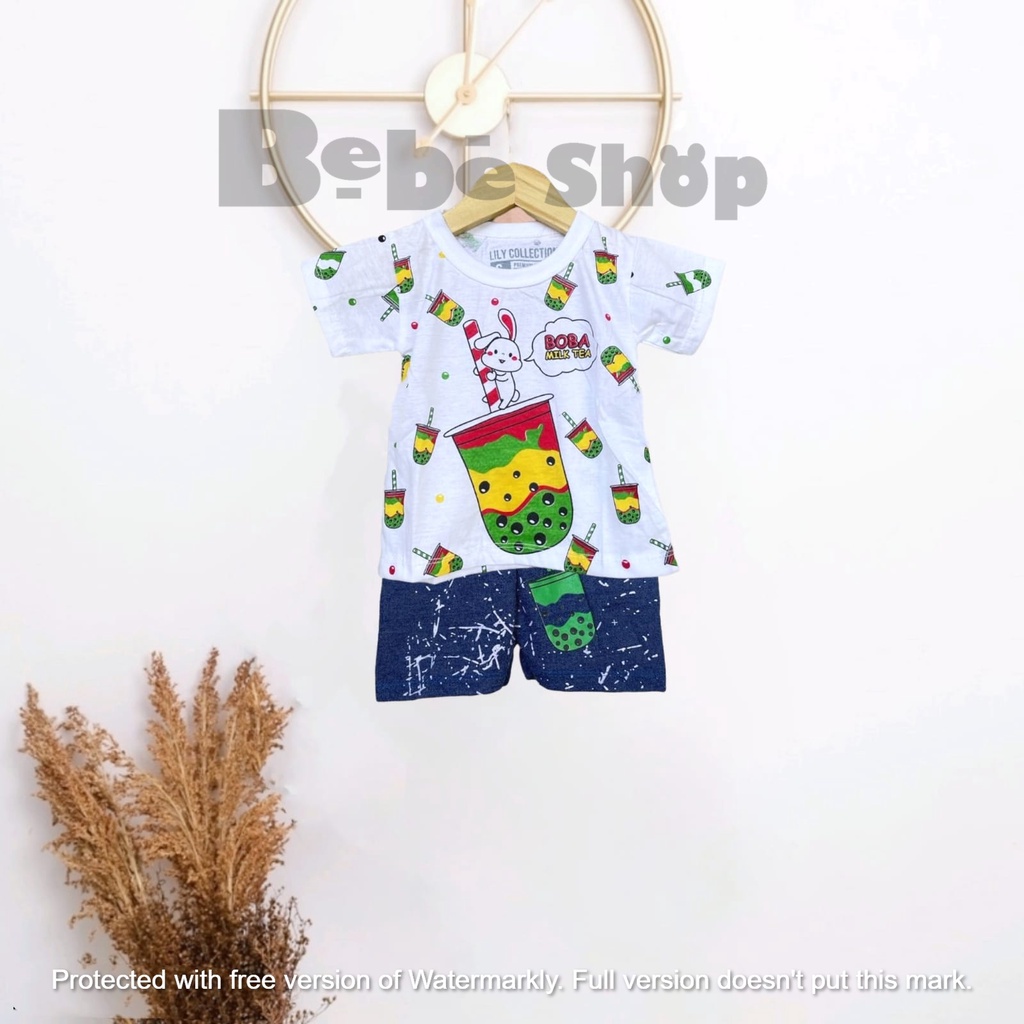 Setelan baju anak bayi Karakter BOBA  usia 0 sampai 2 tahun bahan katun P E