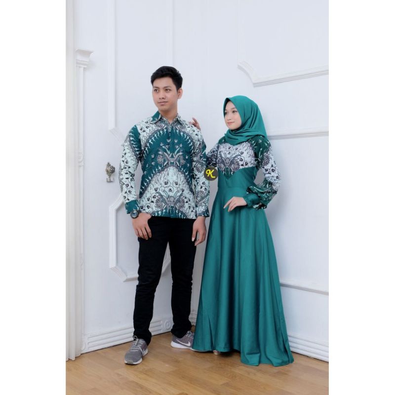 couple batik gamis kebaya modern / baju couple pasangan kekinian / couple kondangan