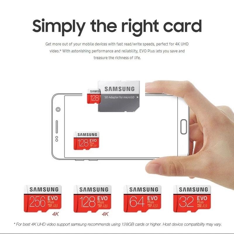 SAMSUNG Micro SD Kartu Kecepatan Tinggi 32GB/64GB/128GB/256GB/512GB EVO Plus Flash Memory Card