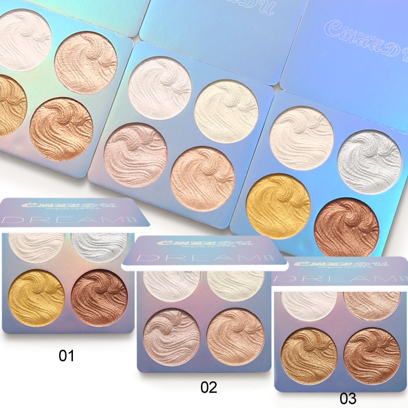 HIGHLIGHTER DREAM CMAADU 4 COLORS BAKED HIGHLIGHTER POWDER PALETTE KODE 4SKF