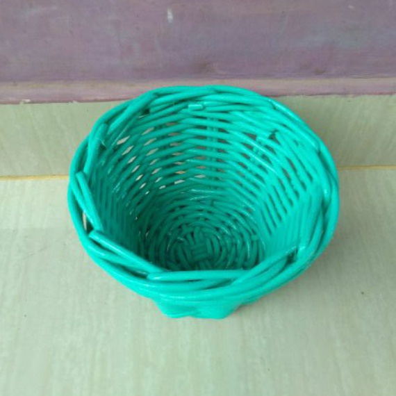 keranjang rotan bulat parcel / seserahan / sovenir / penyimpanan / hiasan murah 15X10X10 cm