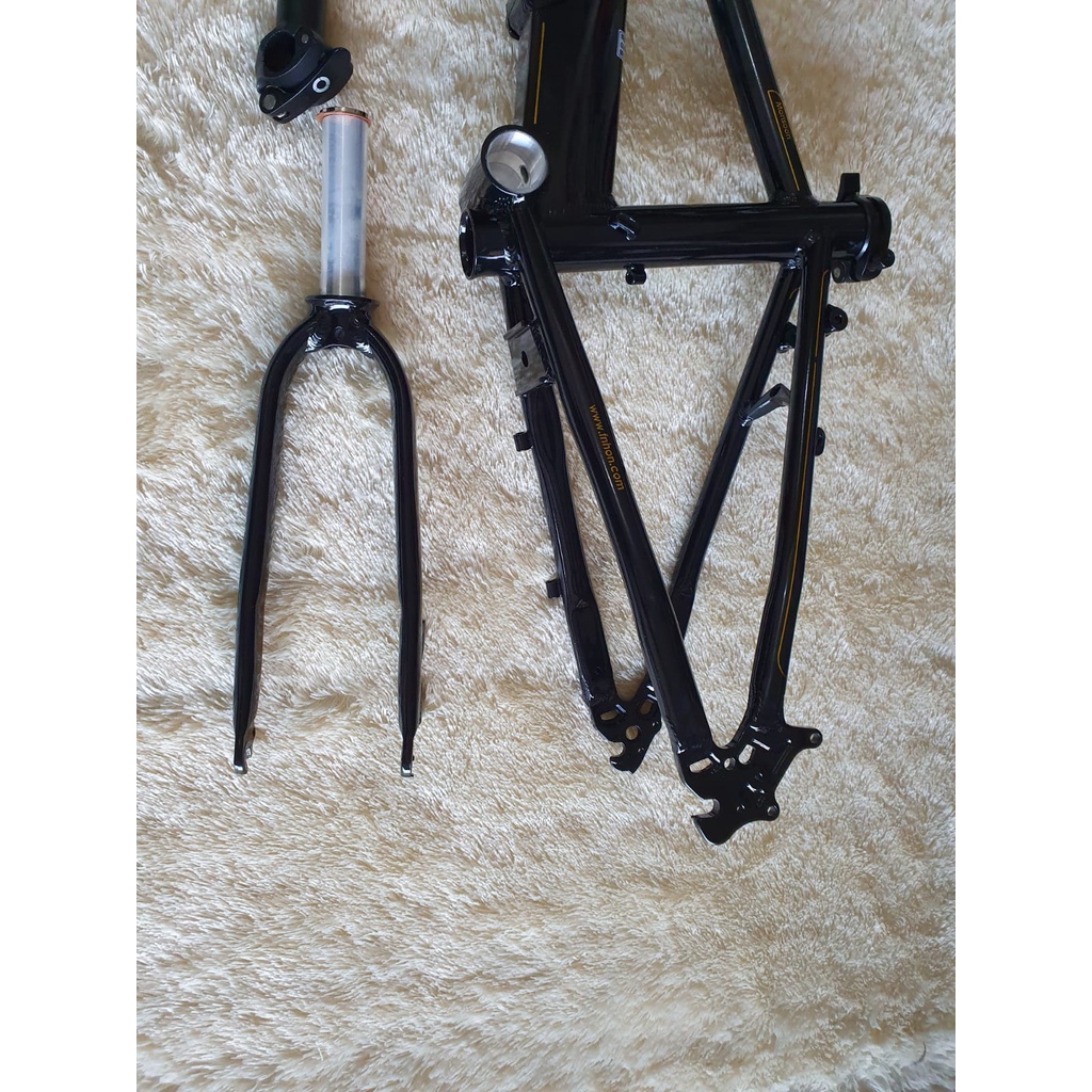 Frame Fork FNHON Monsoon Black Gold Hitam Emas 20 22 plus inch Discbrake