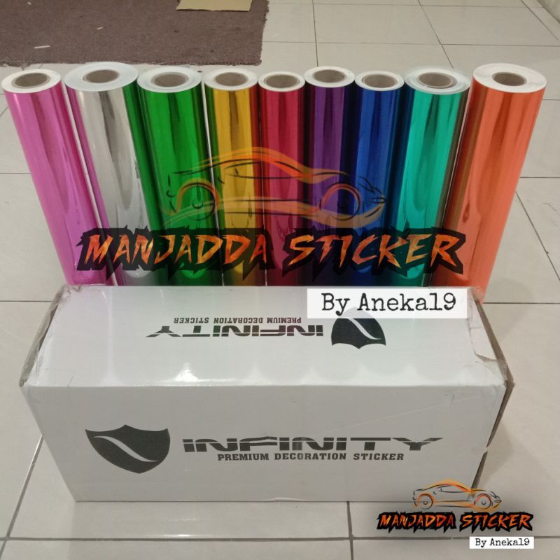 Stiker skotlet motor infinity metalic chrome kualitas terbaik