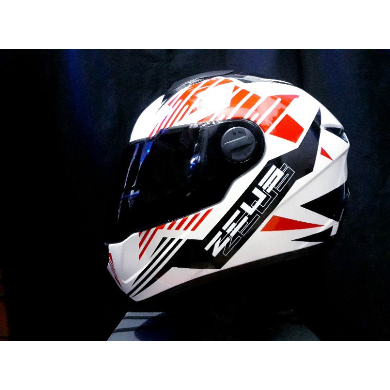 HELM ZEUS ZS 811 MOTIF | BLACK WHITE RED FLUO | ZEUS FULL FACE ORIGINAL