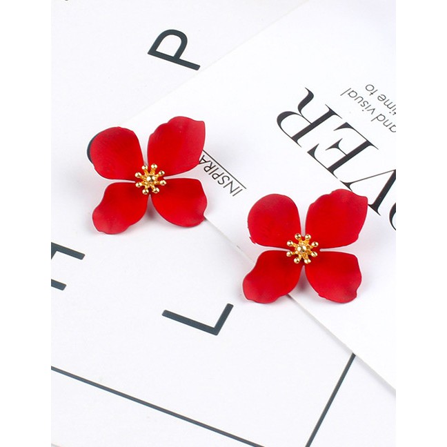 LRC Anting Tusuk  Fashion  Flower Shape Decorated Earrings