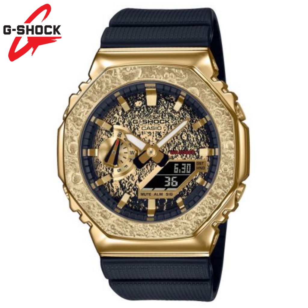 JAM TANGAN PRIA G-SHOCK GM-2100 A METAL COVERED STAINLESS STEEL Octagonal Farm Oak Watch