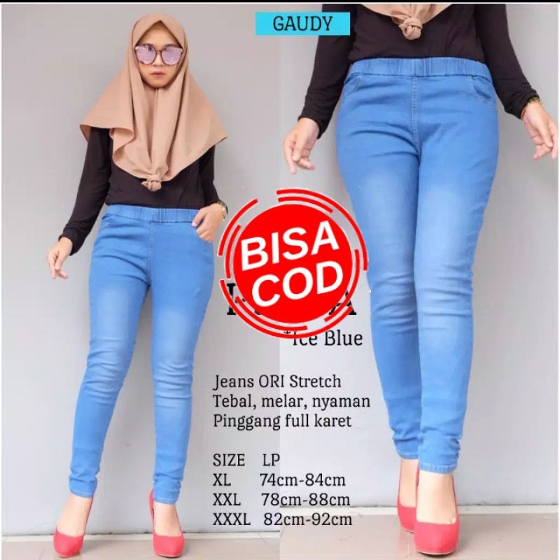 (XL-6L)PENTA JEANS||CELANA LEGGING JEANS WANITA FULL KARET