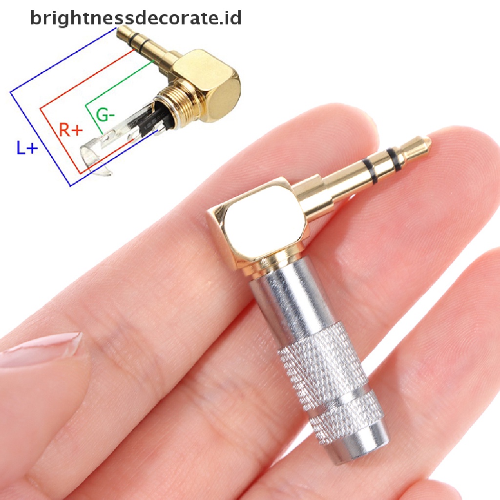 Adapter Konektor Audio Stereo 3.5mm 3 Tiang Male Plug 90 Derajat