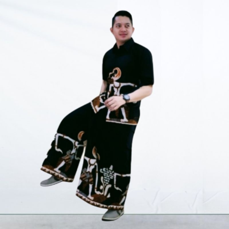 Setelan Celana Sarung Batik Pria Dewasa Kemeja Lengan Panjang Pendek Baju Lapisan Dalam Furing Halus