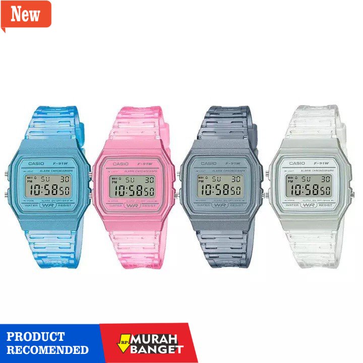 Jam digital wanita terbaik- CASIO Original Digital F-91WS Series Jam Tangan Wanita - Resin