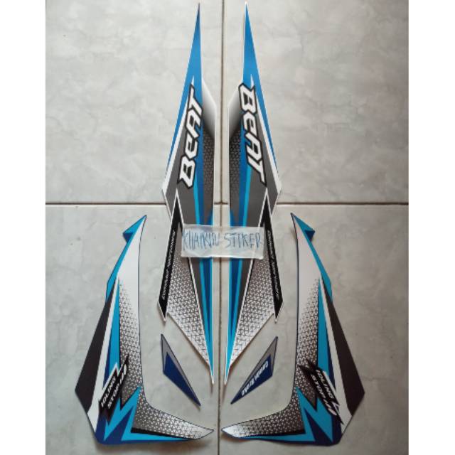 Striping stiker beat esp iss biru putih 2018