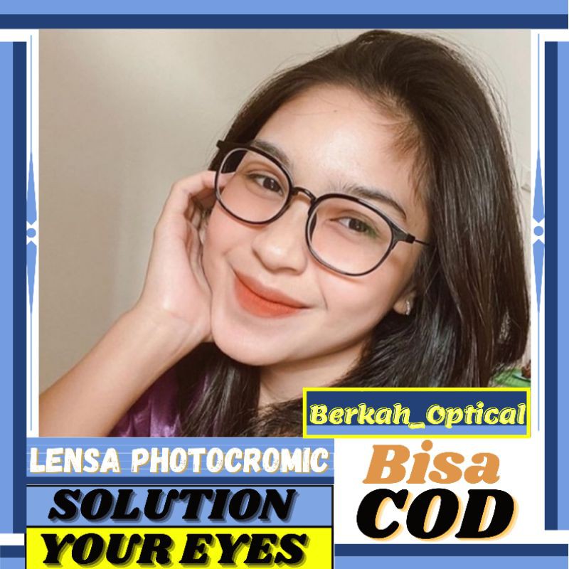 Paket Frame + Lensa Photocromic fashion kekinian | kacamata Antiradiasi [2124]
