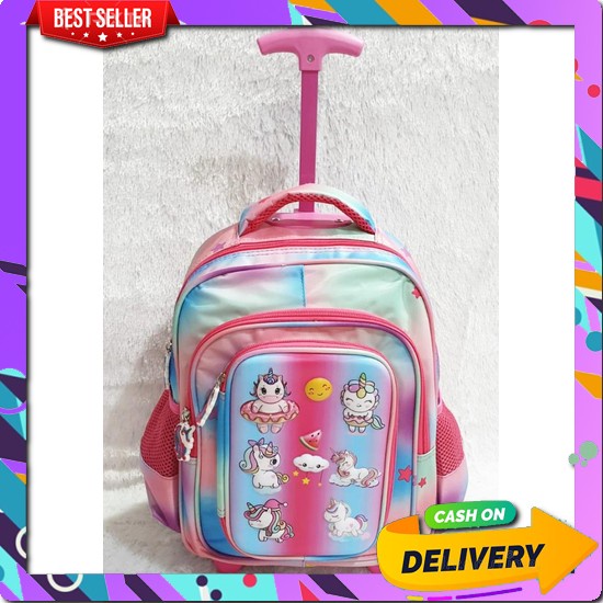 Bisa Cod Tas Ransel Tas Ransel Anak Sekolah Unisex  Tas Dorong Trolley Tk Kuda Unicorn Frozen Kotak 