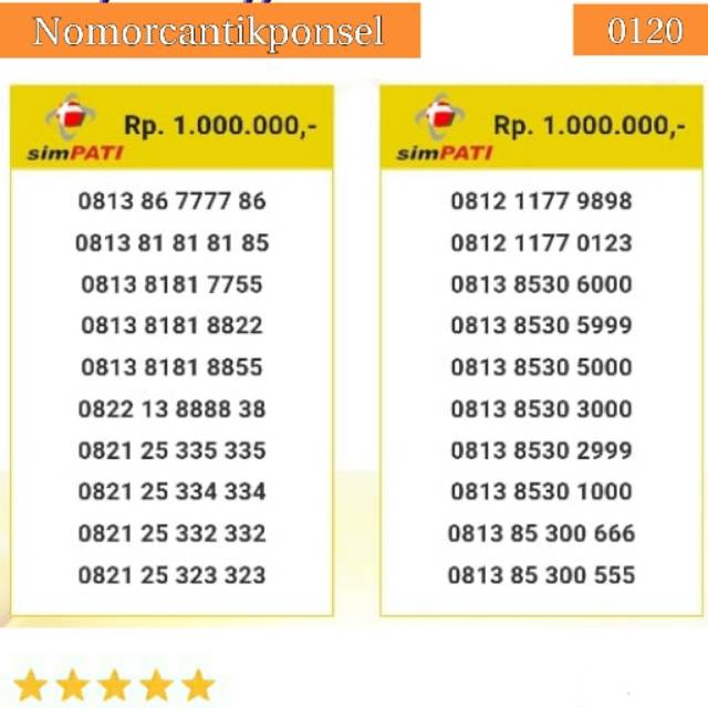 Nomor cantik simpati 0813 0822 0821 0812 seri quartet 7777 triple AB 818181 triple 000 rapi#0120