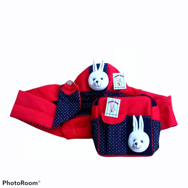 gendongan bayi topi kerut &amp; tas bayi kecil (1 set)