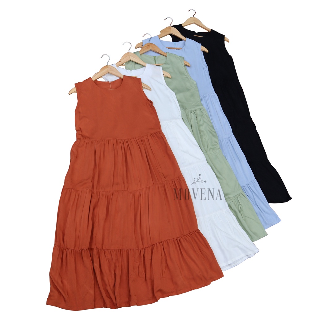 Heidy Flowy Dress / Maxi Dress / Midi Dress Sleeveless Rayon-Terracotta