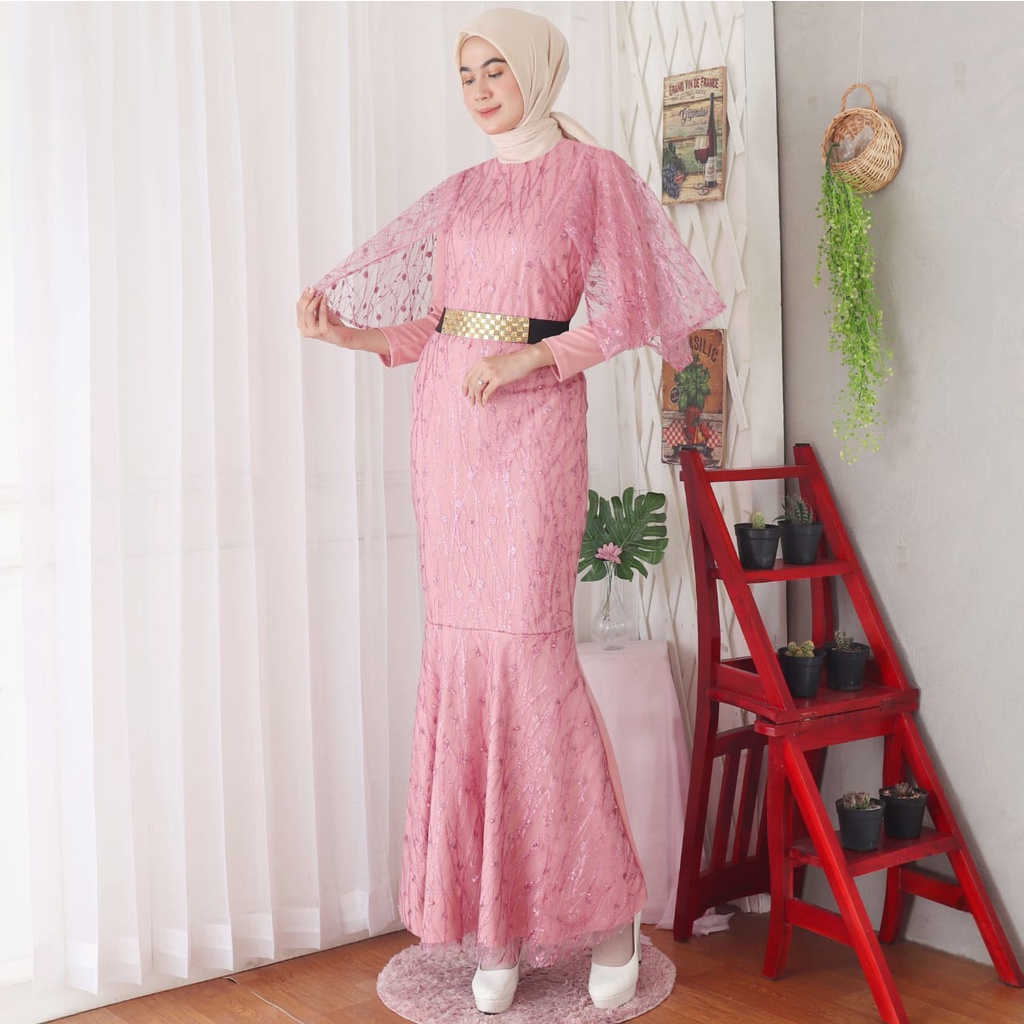 Kathryn collection #205, GAMIS DUYUNG SCUBA KOMBINASI TILE GLITER MUTIARA IMPORT PREMIUM