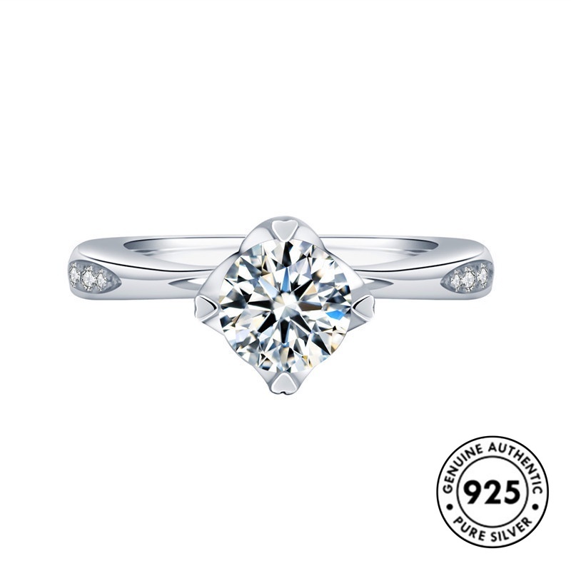 Cincin Sterling Silver 925 Hias Berlian Imitasi Elegan Untuk Wanita