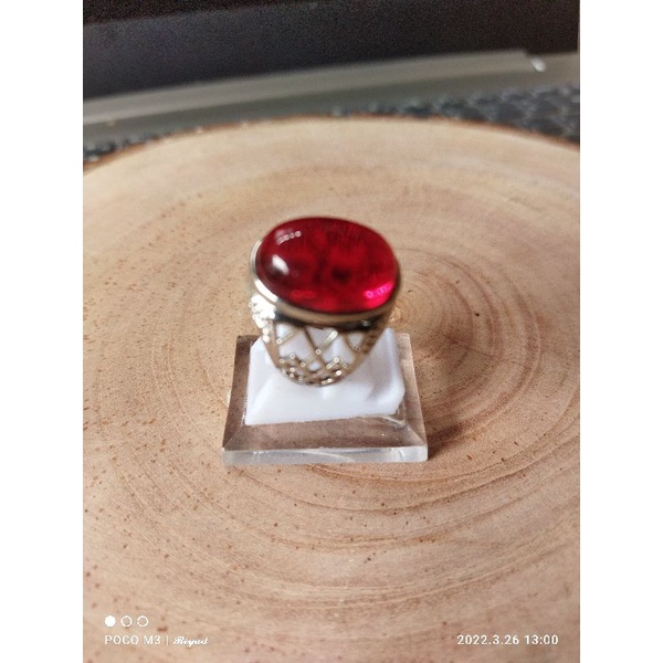cincin batu akik merah siam (s)