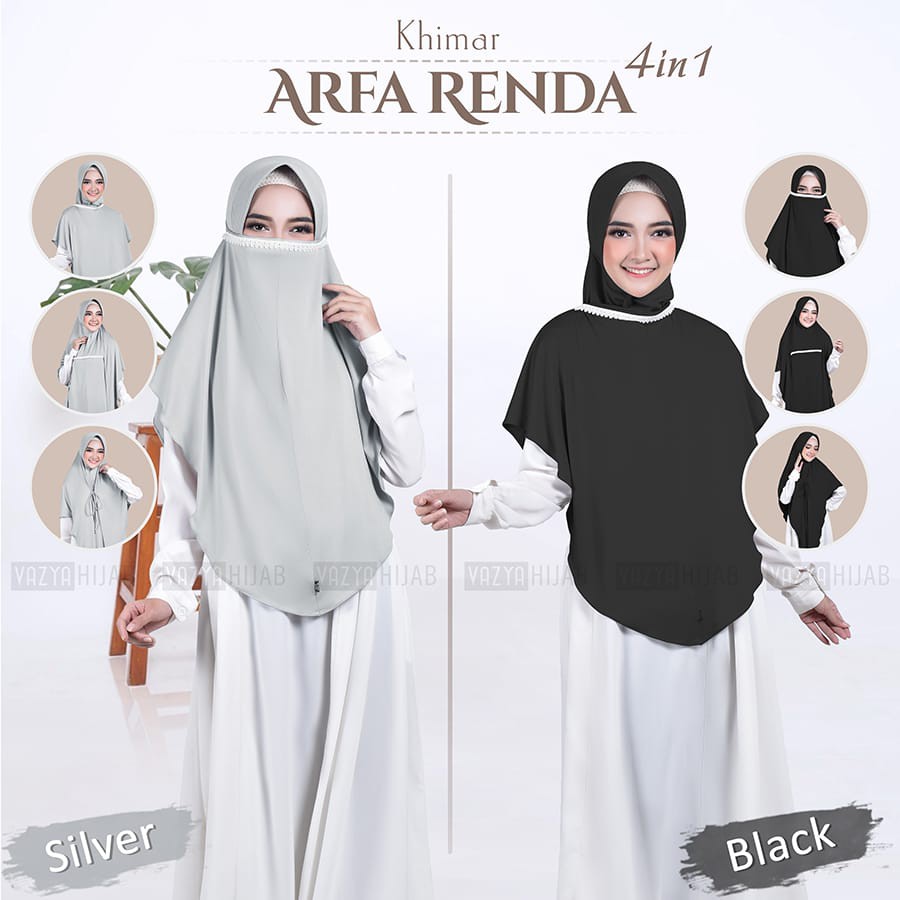 Hijab Khimar Cadar Arfa Renda 4in1