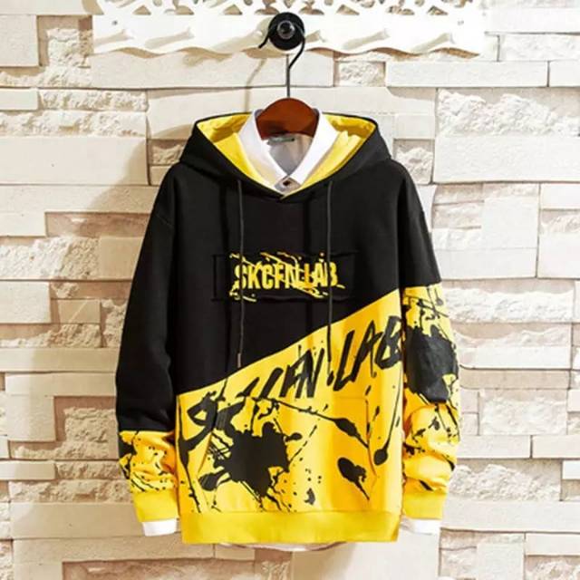 Sweater hoodie pria SKCFNLAB sweater cowok reglan fleece