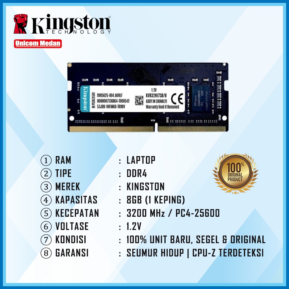 RAM LAPTOP KINGSTON DDR4 8GB 3200MHZ PC4-25600