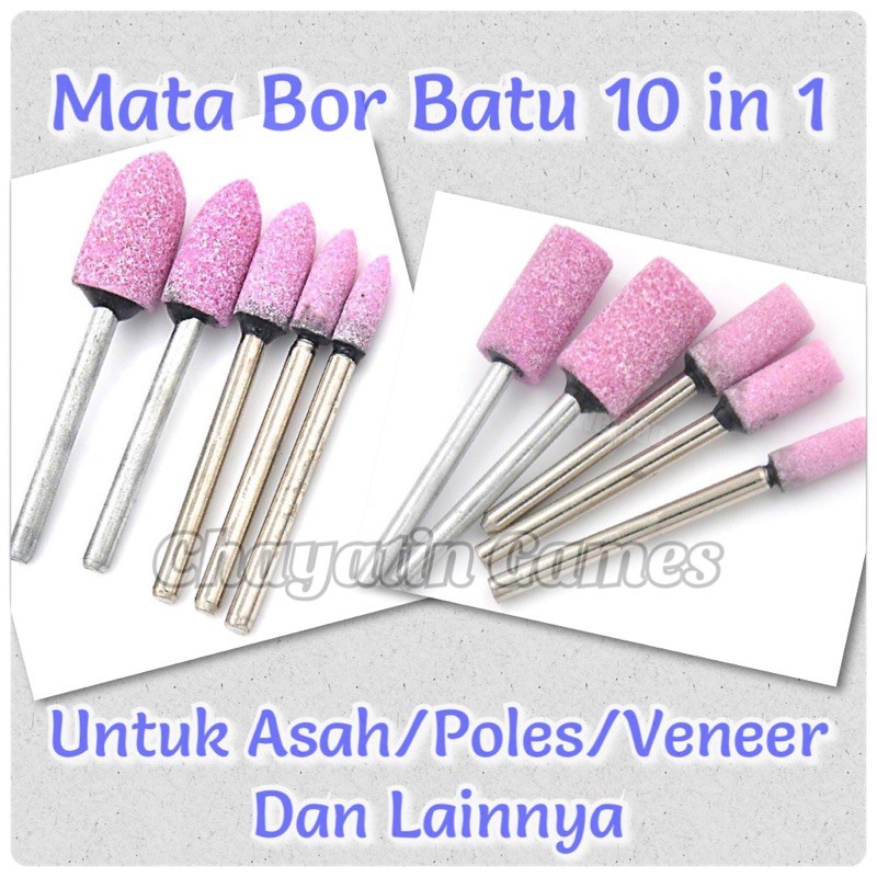 Mata Bor Mini Batu 10 in 1 Cocok Untuk Veneer Poles Asah Ukuran As 3mm