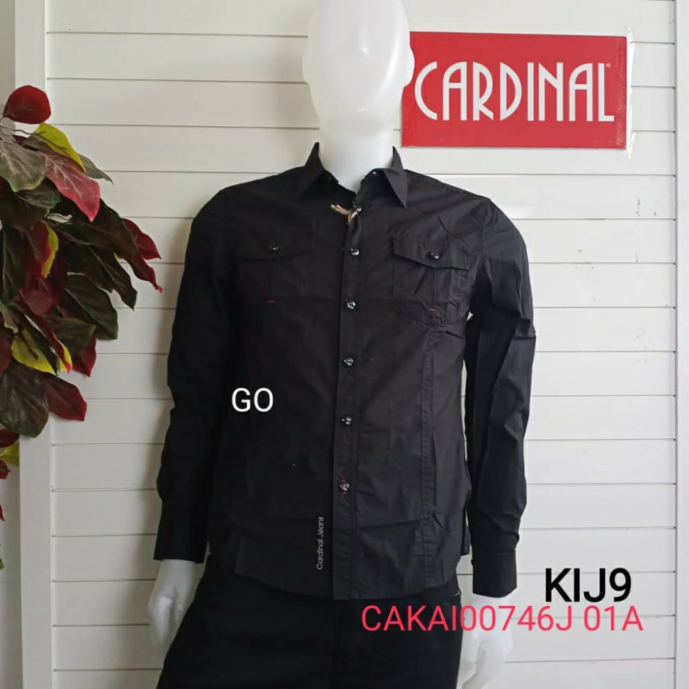 gos KIJ CARDINAL KEMEJA SLIMFIT Pakaian Atasan Pria Hem Casual Santai Motif Original Lengan Panjang