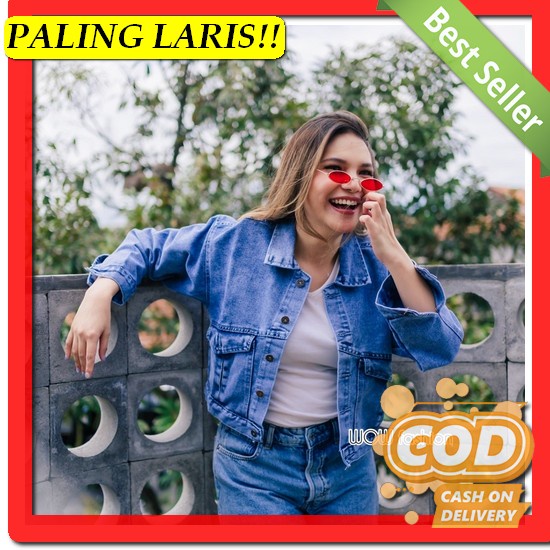 Jaket Levis Wanita Terbaru Crop - Jaket Jeans -Model Kancing Belakang  Mrs Jaket Jeans Oversize Wani