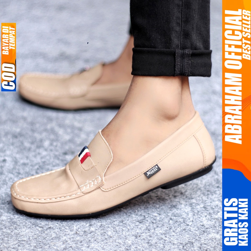 Sepatu Slip on Pria Santai Casual Formal Kulit Pu Kerja Hitam FRANS ABRAHAM