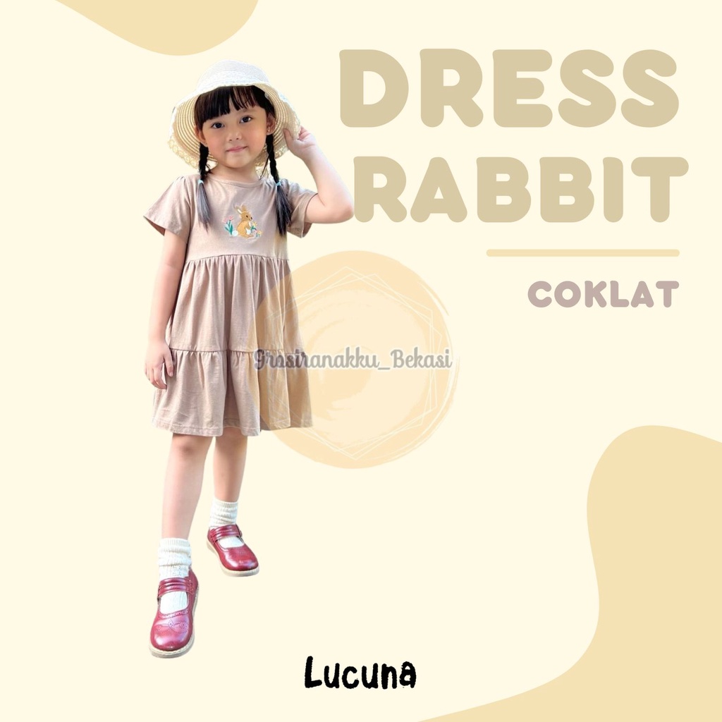 Dress Anak Rabbit Lucuna  Warna Coklat Size 1-5 Thn