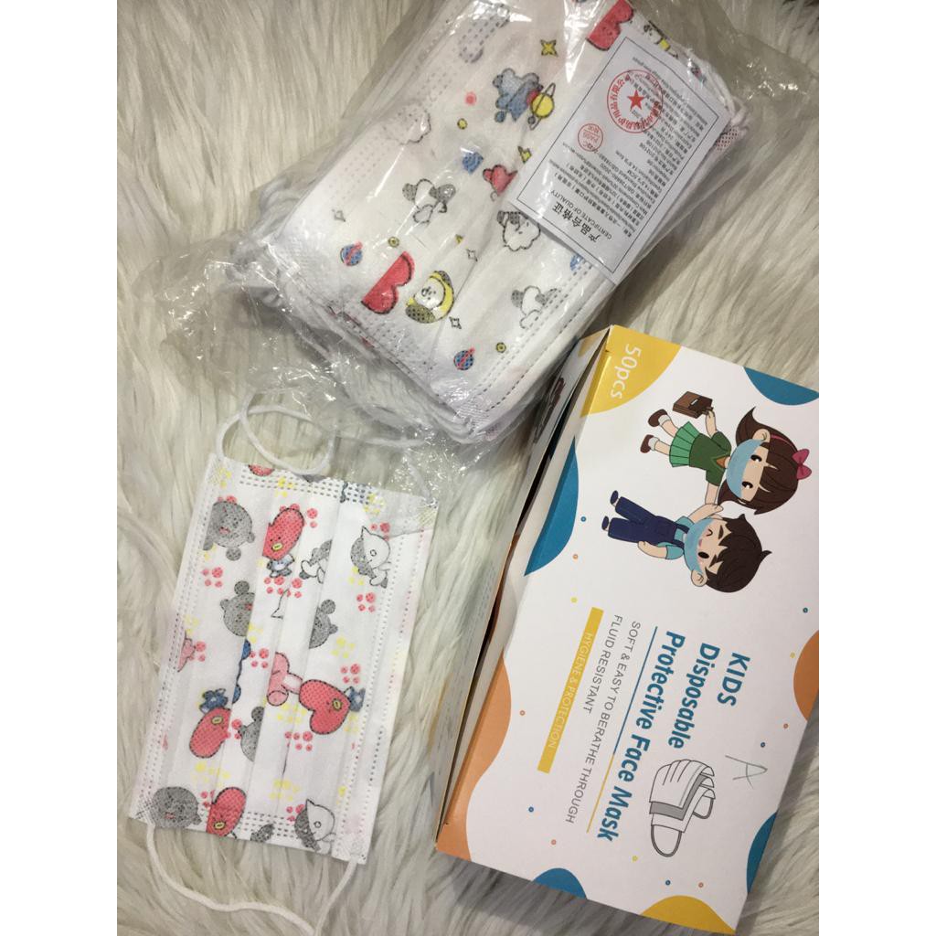 Masker Anak 3Ply Isi 50PCS Per Box/Motif K-Pop Import Real Pict AccFashion Murah