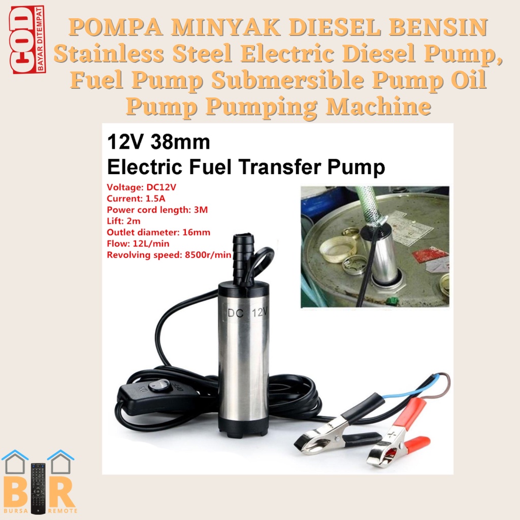 POMPA MINYAK DIESEL BENSIN 12V DAN 24V Stainless Steel Electric Diesel Pump, Fuel Pump Submersible Pump Oil Pump Pumping Machine