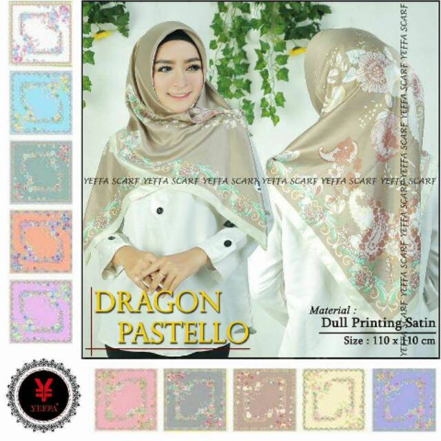 Hijab Segi Empat Dragon pastello by Yeffa motif 1