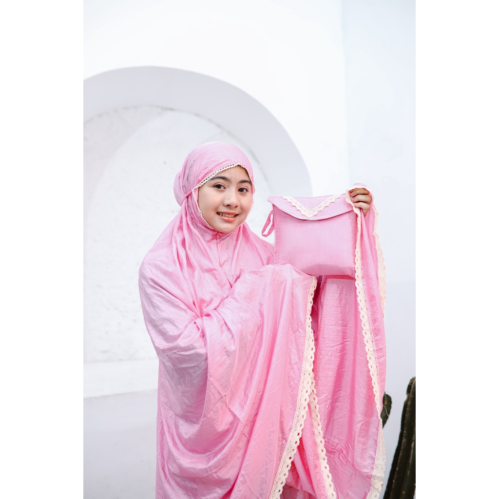 Mukena Tavelling Ponco 2 in 1 Parasut Renda Terbaru/ Mukena traveling / Mukena travelling / mukena p