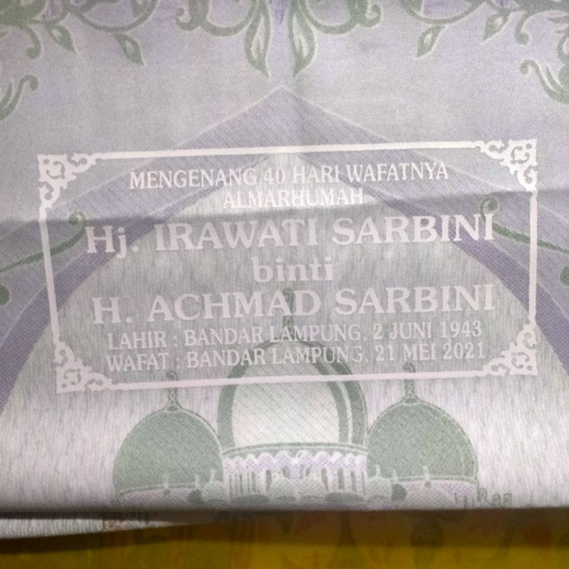 Sajadah Souvenir Selametan/ Sablon Sajadah / Jasa Sablon Sajadah Travel