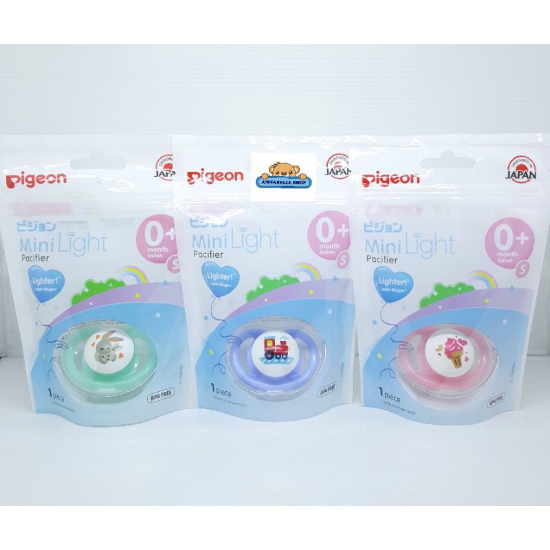 Empeng Pigeon Mini Light silicone Pacifier ada tutup S M L minilight