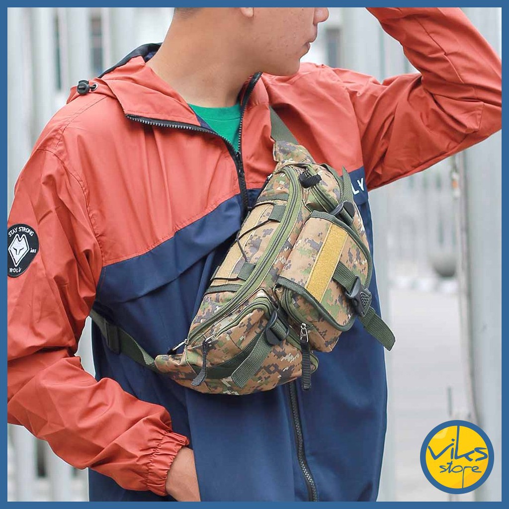 Tas Pinggang Pria Cowok Army Original Selempang Waistbag Besar Casual Premium Multifungsi Lokal