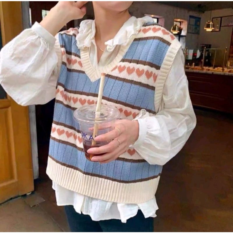 VEST ROMPI WANITA LOVE PASTEL VEST KNITE ROMPI RAJUT MURAH PREMIUM / ROMPI VEST / VEST WANITA / VEST